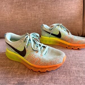 Nike Blue and Yellow Sneakers with Gradient Design